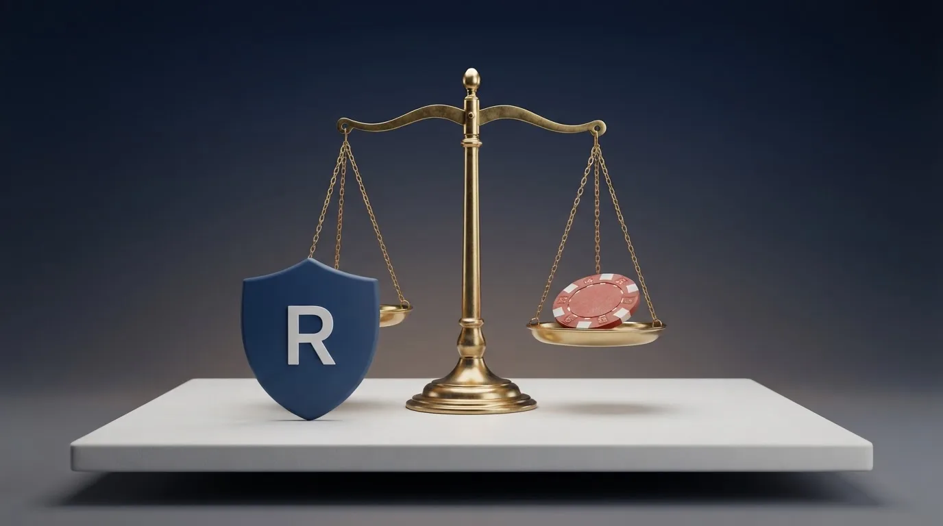 Logo stylisé de l'Autorité nationale des jeux à côté d'un symbole de balance de la justice