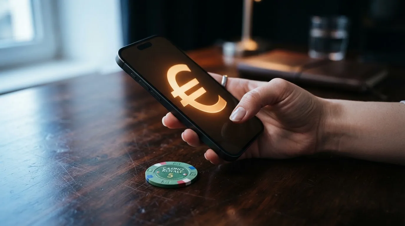 Portefeuille numérique affichant un solde en cryptomonnaie prêt à être transféré vers un compte de jeu