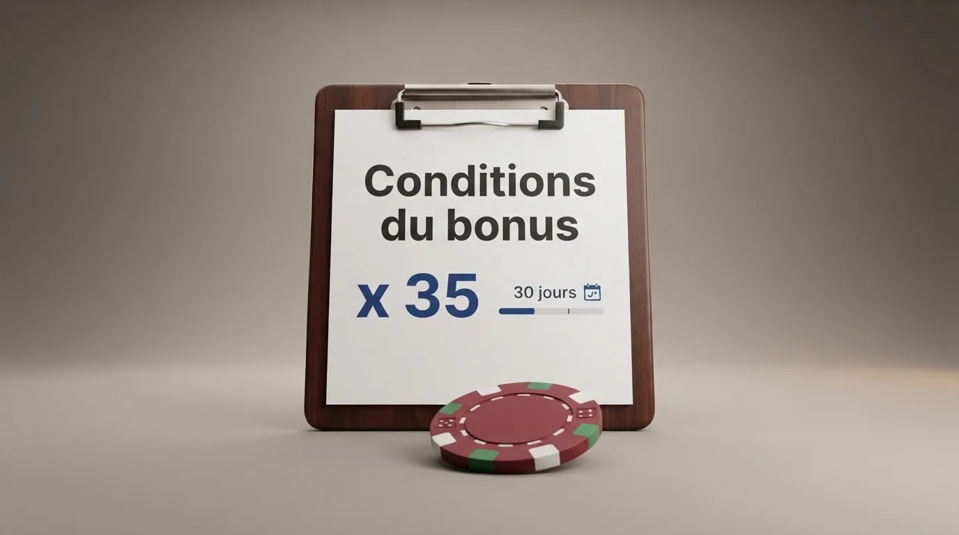 Capture d'ecran des conditions generales d'un bonus de bienvenue en ligne